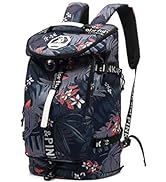 Floral Gym Duffle Bag Backpack 4 ways for Women Waterproof with Shoes Compartment for travel Spor...