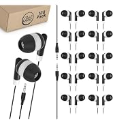 JustJamz Bulk Wired Earbuds 100 Pack – Earbuds Bulk Classroom Set for Kids, Students & Adults – D...