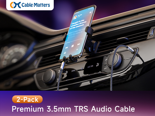 Cable Matters 3.5mm Audio Cable 2-Pack – Male to Male Aux Cord for Car, Phone, and Speakers