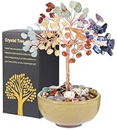 Handcrafted 7 Chakra Abundance Tree with Ceramic Base,5 Inch Natural Crystal Feng Shui Bonsai for...