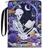 VeloKomo Gothic Skeleton Book Sleeve - Paperback Book Cover Protector | Book Pouch with Zipper an...