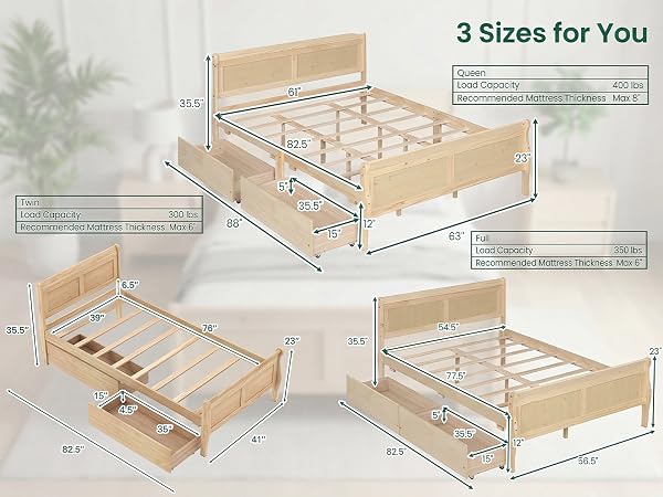 Giantex Twin Bed with 2 Storage Drawers