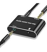 3.5mm Stereo Audio Switcher (1 in 2 Out /2 in 1 Out) 2 Port 3.5mm Aux Audio Switch with 3.5mm Aud...