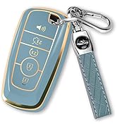 MILD EAST For Ford Key Fob Cover with Keychain, Soft TPU Key Case Shell Full Protection for Ford ...