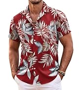 COOFANDY Mens Hawaiian Shirt Short Sleeve Floral Button Down Shirts Tropical Summer Beach Shirts ...