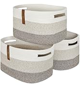 Woven Rope Basket Bins Cube Shelf Closet Storage | 15109' Cute Baby Basket for Nursery | 3 Pack (...