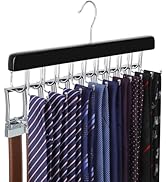 TOPIA HANGER 20 Hooks 2 in 1 Belt Tie Hanger for Closet Max 30 Belts with 30 Ties Capacity, Belt ...