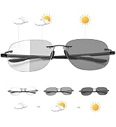 YIMI Photochromic Bifocal Reading Glasses for Men Women UV Sun Readers Computer Anti Blue Light F...