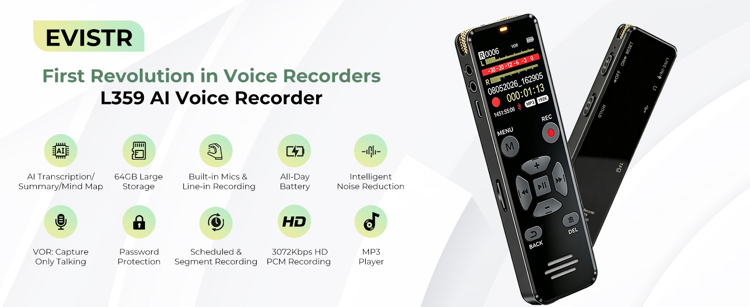 EVISTR L359 AI Voice Recorder