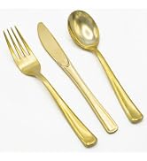 Glowserve 153 Pack Gold Plastic Silverware - Heavy Duty Gold Silverware Set - 51 Forks, 51 Knives...