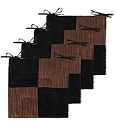 Zalvox Thin Chair Cushion with Ties for Dining Chair, Corduroy High Density Foam Non-Slip Kitchen...