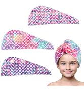 Mermaid Fast Drying Soft Microfiber Hair Towel Gift for Kids, Girls, Women | MADHOLLY Super Absor...