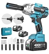 Seesii Cordless Impact Wrench 1/2 inch, High Torque 479 Ft-lbs(650Nm) Brushless Impact Gun,2500RP...