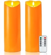 Homemory 4"x12" Halloween Orange Flameless Candles, Fall Candles, Outdoor Waterproof Flameless Ca...