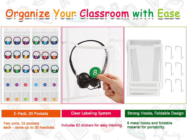 Classroom Headphone Storage Organizer