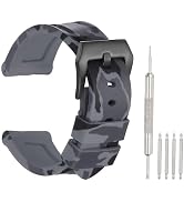HARFINGTON Silicone Watch Band Quick Release Flexible Soft Rubber H-type Watch Strap with Stainle...