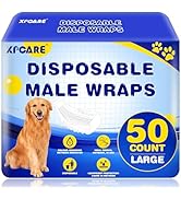 XPCARE 50 Count Disposable Male Dog Diapers, Male Dog Wraps,Super Absorbent Leak-Proof Fit(Large)