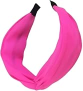 ydzqdxzz 1pc Pink Neon Accessories Knotted Headbands Wide Hair Bands Ladies Non-slip Cross Knot N...