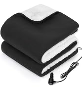 SEALY 12-Volt Heated Car Blanket with 2 USB Output Ports, 3 Heating Levels & 4 Hours Auto Off, El...