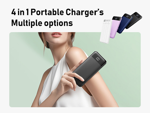 portable charger with built-in 4 cables