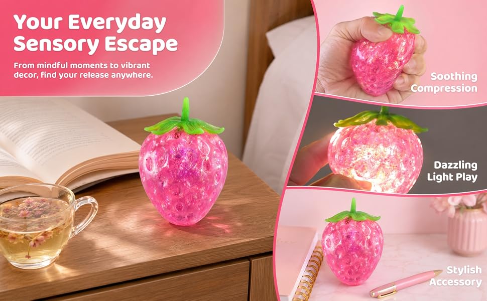 Squishy Strawberry Stress Sugar Balls for Adults Executive Desk