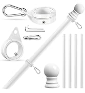 House Flag Pole, REERON 5 FT Metal Spinning Flag Poles Kit, 1" Tangle Free Stainless Steel Flagpo...