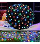LED Christmas Net Lights Outdoor Christmas Decorations for bushes,100LED 5ftx5ft Connectable Gree...