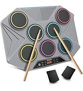 ROCKSOCKI Electronic Tabletop Drum Set, Portable Digital Drum Kit 7 Velocity Sensitivity Drum Pad...
