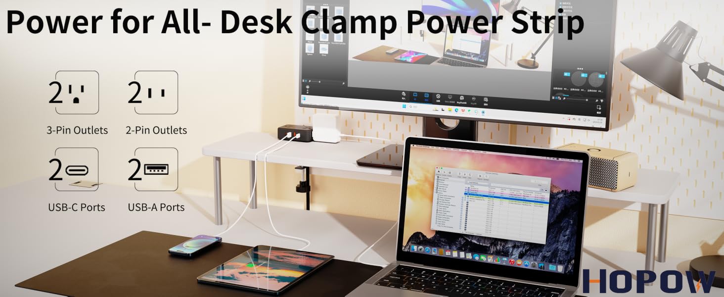 Desk Clamp Power Strip