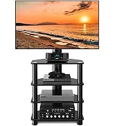 TAVR Furniture 4-Tiers Media Component TV Stand with Swivel Mount Audio Shelf and Height Adjustab...
