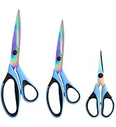 Craft Scissors Set of 3 Pack, All Purpose Sharp Titanium Blades Shears, Rubber Comfort Grip Handl...
