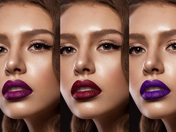 long lasting matte liquid lip stick in purple red black and burgundy