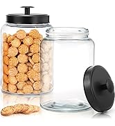 Pumtus 2 Pack Large Glass Jars with Metal Lid, 1 Gallon Clear Cookie Candy Jar, 125 OZ Airtight F...