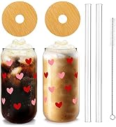 Iced Coffee Cups, Valentines Cups Gifts for Her Women 18 OZ Hearts Cup Beer Glass, Love Can Coupl...