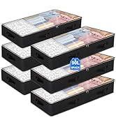 6 Pack Under bed Storage Containers, 90L Large Capacity Bedroom Closet Organizers and Storage Bin...