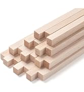 Balsa Wood Sticks, Square Wooden Dowel Rods, Balsa Wood Strips for Crafts, 20 PCS 3/8