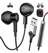 AIAUXAI USB Earbuds Wired with Microphone for PC,USB-A Headset for Computer | Wired USB Headsphon...