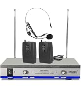 5 CORE Head Microphone and Clip-on Lapel Lavalier Mic Wireless Receiver + Power Cord WM 301 HC