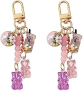 Galyacht 2pcs Purple Cute Resin Gummy Bear Key Chain, Color Animal Bear Charms Keychains, Gifts f...
