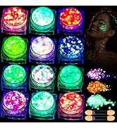Teenitor 12 Colors Glow in The Dark Glitter Gel, Face Glitter Body Glitter Gel Hair Glitter for U...