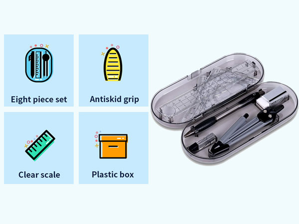 geometry set, math supplies, protractor and compass set, middle school supplies