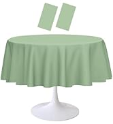 RINDOJIN 2 Pack Sage Green Round Tablecloth 84 x 84 Inch Circle Plastic Table Cover Disposable Ta...