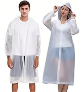 LSDWL Rain Ponchos for Adults Reusable2 Pcs Rain Coats,Extra Long EVA Rain Jackets with Hood and ...