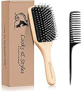 Hair Brush, Sosoon Boar Bristle Paddle Hairbrush for Long Short Thick Thin Curly Straight Wavy Dr...