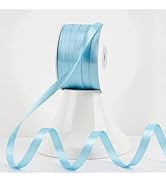 MEEDEE Light Blue Satin Ribbon 3/8 Inch Lux Baby Blue Double Sided Satin 100 Yards Roll Thin Blue...