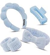 Canitor Spa Headband Wrist Bands Set with Hair Clips Skincare Headband for Washing Face Skin Care...