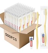 Disposable Toothbrush with Toothpaste Set, Individually Wrapped Soft Bristles Travel Size Manual ...