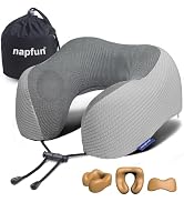 napfun Neck Pillow for Travel, Memory Foam Airplane Pillow, Mist Gray | 360° Neck Support, Upgrad...