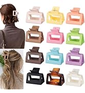 BAISEN 12 Pcs Medium Hair Claw Clips, 2 Inch Colorful - Square Hair Clips for Thick and Thin Hair...