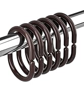 Amazer Plastic Shower Curtain Rings, 24 Pcs Brown Shower Curtain Rings, Shower Curtain Hooks Ring...